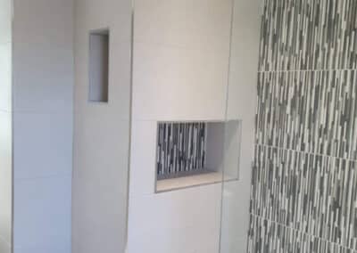 Modern style walk in shower with inter grated shower pockets – Blackpool