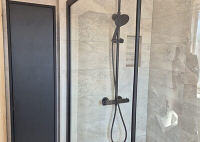 A Stunning, Simple Bathroom with Black Furnishings